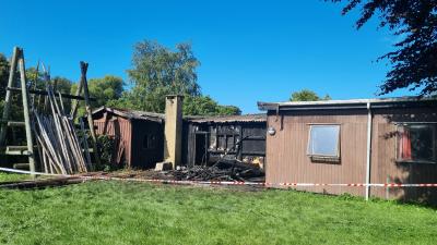 Brand ved hytten